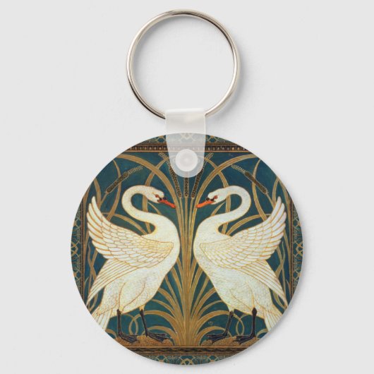 Walter Crane Swan, Rush en Iris Art Nouveau Sleutelhanger (Voorkant)