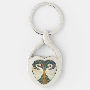 Walter Crane Swan, Rush en Iris Art Nouveau Sleutelhanger