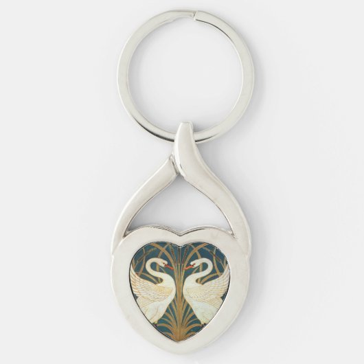 Walter Crane Swan, Rush en Iris Art Nouveau Sleutelhanger (Voorkant)