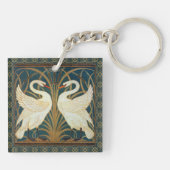 Walter Crane Swan, Rush en Iris Art Nouveau Sleutelhanger (Achterkant)