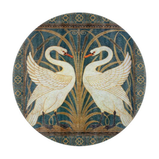 Walter Crane Swan, Rush en Iris Art Nouveau Snijplank (Voorkant)