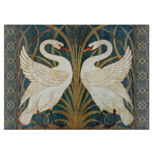Walter Crane Swan, Rush en Iris Art Nouveau Snijplank (Voorkant)