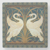 Walter Crane Swan, Rush en Iris Art Nouveau Stenen Onderzetter (Voorkant)