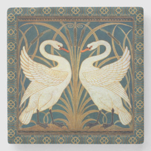 Walter Crane Swan, Rush en Iris Art Nouveau Stenen Onderzetter