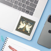 Walter Crane Swan, Rush en Iris Art Nouveau Sticker (Laptop met iPhone)