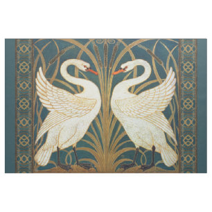 Walter Crane Swan, Rush en Iris Art Nouveau Stof