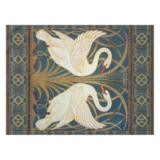 Walter Crane Swan, Rush en Iris Art Nouveau Tafelkleed (Voorkant (Horizontaal))