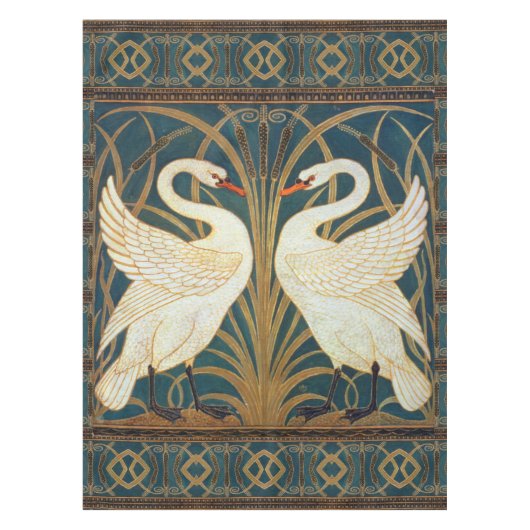 Walter Crane Swan, Rush en Iris Art Nouveau Tafelkleed (Voorkant)