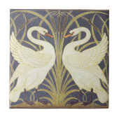 Walter Crane Swan, Rush en Iris Art Nouveau Tegeltje (Voorkant)
