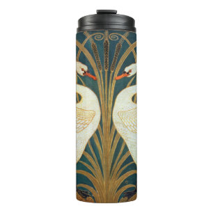 Walter Crane Swan, Rush en Iris Art Nouveau Thermosbeker
