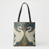 Walter Crane Swan, Rush en Iris Art Nouveau Tote Bag (Voorkant)