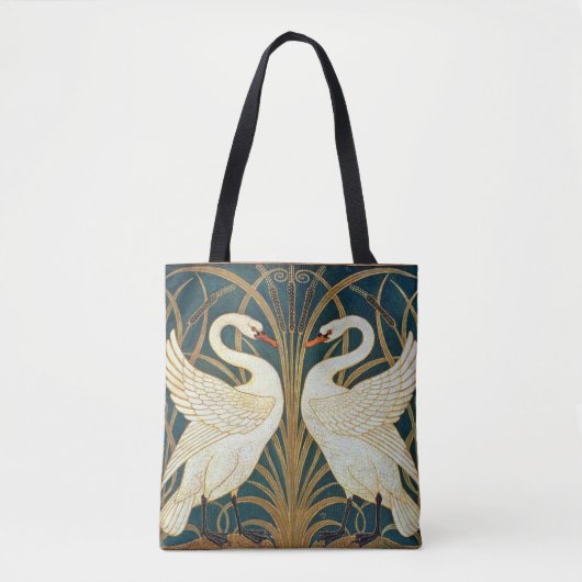 Walter Crane Swan, Rush en Iris Art Nouveau Tote Bag (Voorkant)
