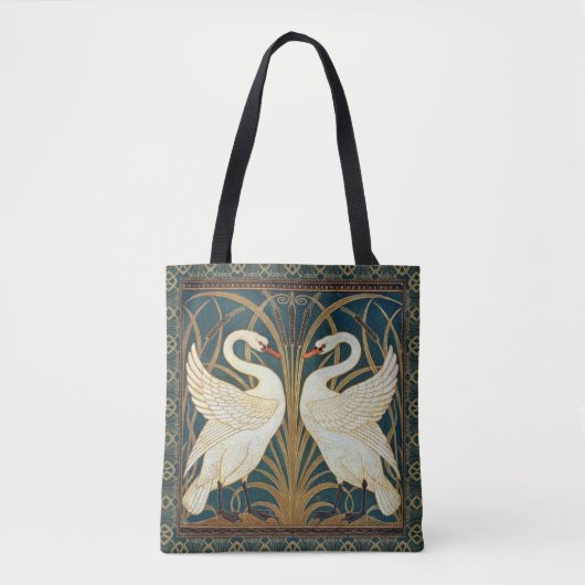 Walter Crane Swan, Rush en Iris Art Nouveau Tote Bag (Voorkant)