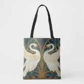 Walter Crane Swan, Rush en Iris Art Nouveau Tote Bag (Voorkant)