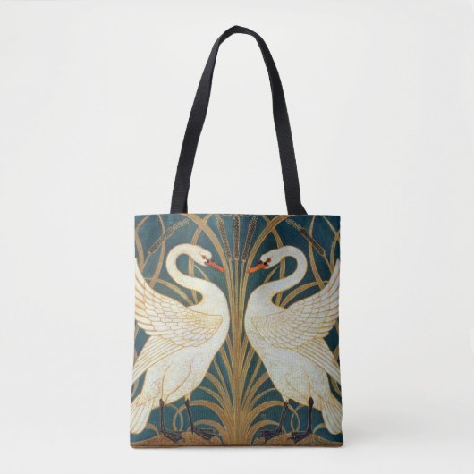 Walter Crane Swan, Rush en Iris Art Nouveau Tote Bag (Voorkant)
