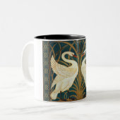 Walter Crane Swan, Rush en Iris Art Nouveau Tweekleurige Koffiemok (Voorkant links)