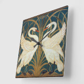 Walter Crane Swan, Rush en Iris Art Nouveau Vierkante Klok (Hoek)
