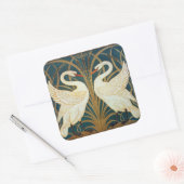 Walter Crane Swan, Rush en Iris Art Nouveau Vierkante Sticker (Envelop)