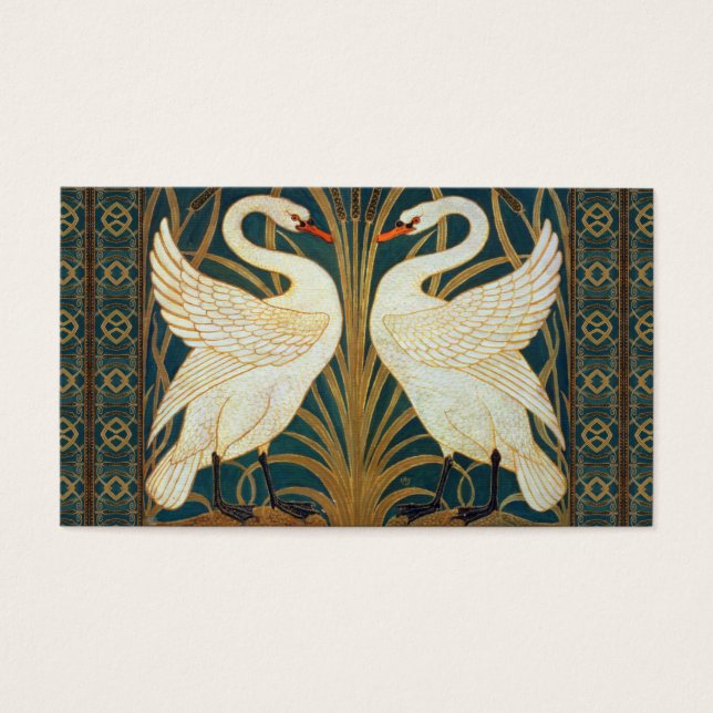 Walter Crane Swan, Rush en Iris Art Nouveau Visitekaartje (Voorkant)