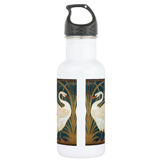 Walter Crane Swan, Rush en Iris Art Nouveau Waterfles (Achterkant)