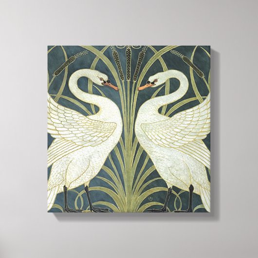 Walter Crane Swan Rush en Iris Canvas Afdruk (Voorkant)