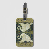 Walter Crane Swan & Rush en Iris Victoriaans Bagagelabel (Voorkant (verticaal))