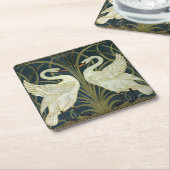 Walter Crane Swan & Rush en Iris Victoriaans Kartonnen Onderzetters (Schuin)