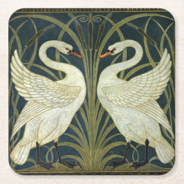 Walter Crane Swan & Rush en Iris Victoriaans  Kartonnen Onderzetters