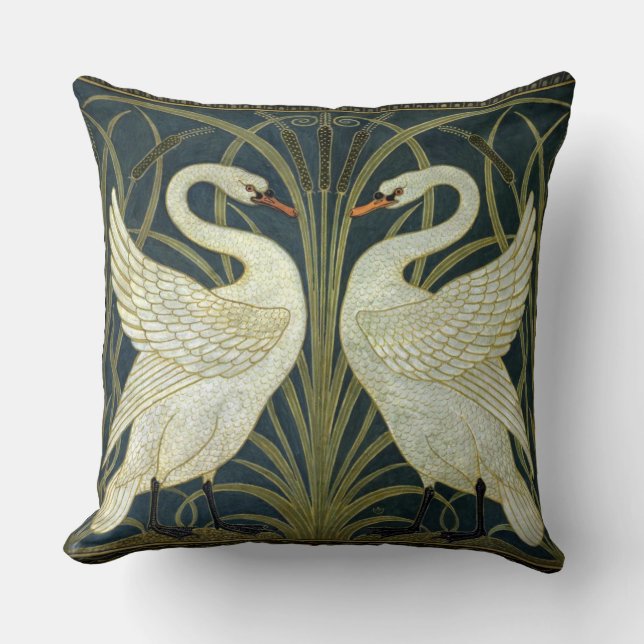 Walter Crane Swan & Rush en Iris Victoriaans  Kussen (Voorkant)