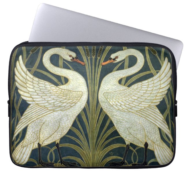 Walter Crane Swan & Rush en Iris Victoriaans  Laptop Sleeve (Voorkant)