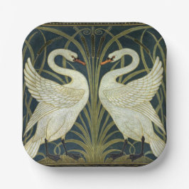 Walter Crane Swan & Rush en Iris Victoriaans  Papieren Bordje