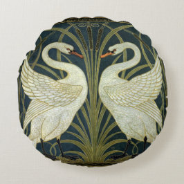 Walter Crane Swan & Rush en Iris Victoriaans Rond Kussen