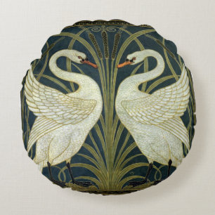 Walter Crane Swan & Rush en Iris Victoriaans Rond Kussen