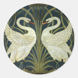 Walter Crane Swan & Rush en Iris Victoriaans  Ronde Sticker