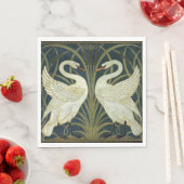 Walter Crane Swan & Rush en Iris Victoriaans Servet (Insitu)