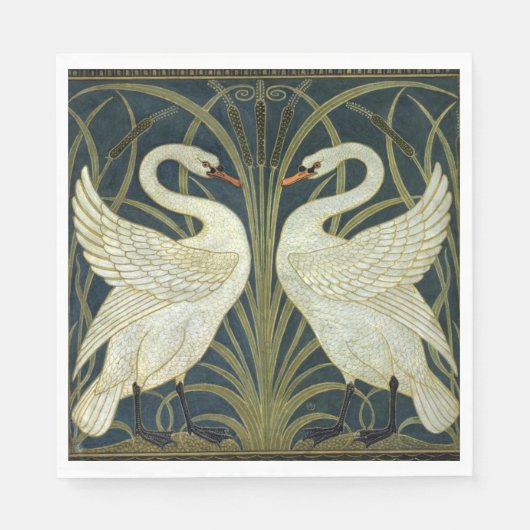Walter Crane Swan & Rush en Iris Victoriaans Servet (Voorkant)