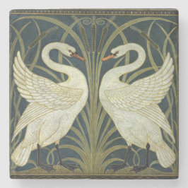 Walter Crane Swan & Rush en Iris Victoriaans  Stenen Onderzetter