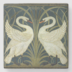 Walter Crane Swan & Rush en Iris Victoriaans  Stenen Onderzetter