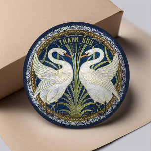 Walter Crane Twee Zwanen Art Nouveau Vintage Decor Ronde Sticker