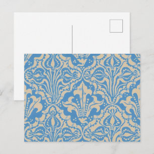 Walter Crane Vintage Blauwe Zaad- en Bloemkunst Briefkaart