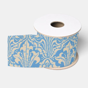 Walter Crane Vintage Blauwe Zaad- en Bloemkunst Grosgrain Lint