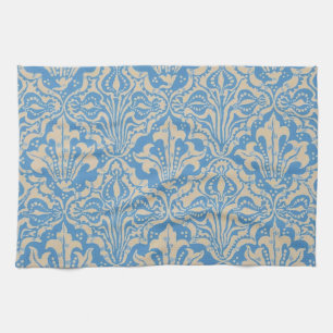 Walter Crane Vintage Blauwe Zaad- en Bloemkunst Theedoek