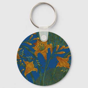 Walter Crane Vintage Daglelie Bloempatroon Sleutelhanger