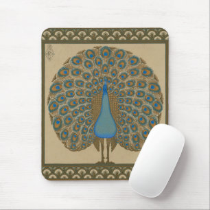 Walter Crane Vintage Goud Blauwe Pauw Kunst Muismat