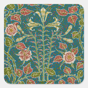 Walter Crane Vintage Lelie en Roos Bloemmotief Vierkante Sticker