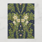 Walter Crane Vintage Navy White Lily Pattern Briefkaart (Voorkant)