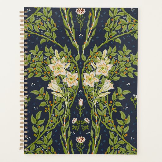 Walter Crane Vintage Navy Wit Leliepatroon Planner (Voorkant)