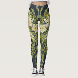 Walter Crane Vintage Navy Wit Lily Patroon Leggings