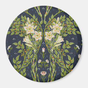 Walter Crane Vintage Navy Wit Lily Patroon Magneet