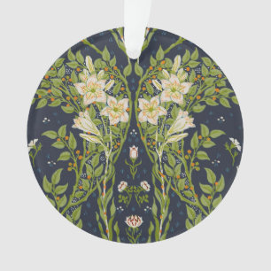 Walter Crane Vintage Navy-Wit Lily-Patroon Ornament